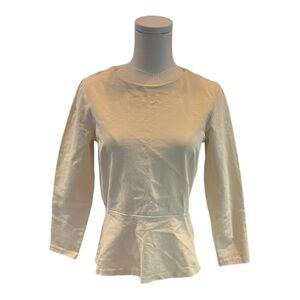 J.Crew Ivory /‎ Off White Ponte Peplum Back Zip Blouse Size Small